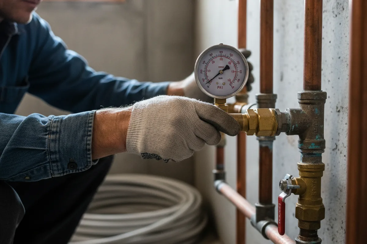 Pressure testing a repaired line during Water Line Repair in Clever